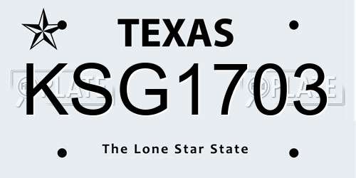 KSG1703 Texas License Plate