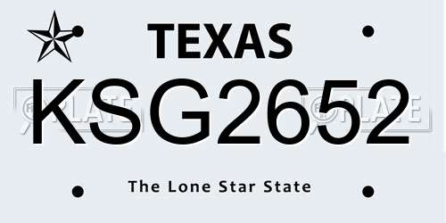 KSG2652 Texas License Plate