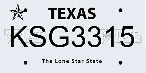 KSG3315 Texas License Plate