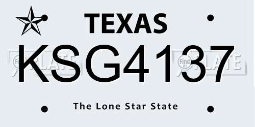 KSG4137 Texas License Plate