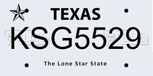 KSG5529 Texas License Plate