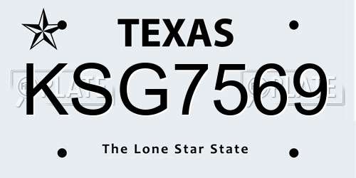 KSG7569 Texas License Plate
