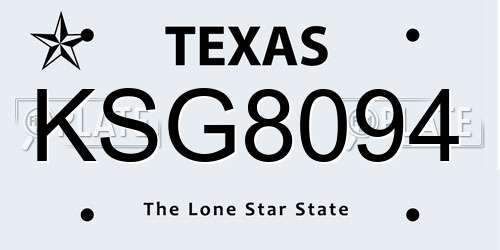 KSG8094 Texas License Plate