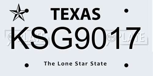 KSG9017 Texas License Plate