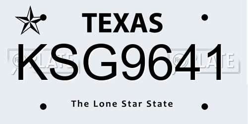 KSG9641 Texas License Plate