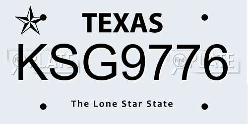 KSG9776 Texas License Plate