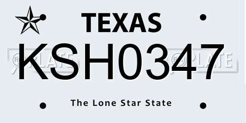 KSH0347 Texas License Plate