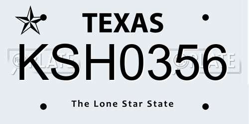 KSH0356 Texas License Plate
