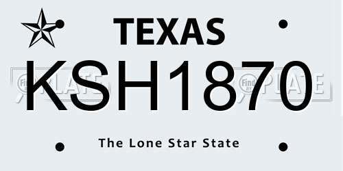 KSH1870 Texas License Plate