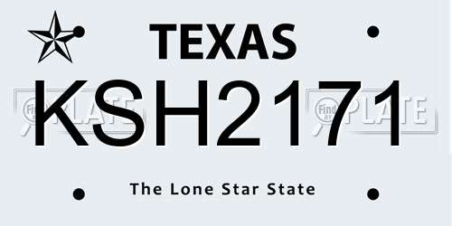 KSH2171 Texas License Plate