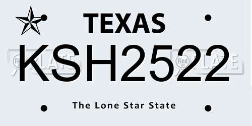 KSH2522 Texas License Plate