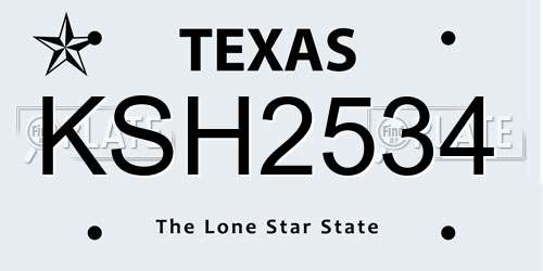 KSH2534 Texas License Plate