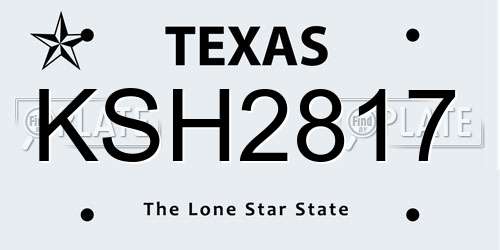 KSH2817 Texas License Plate