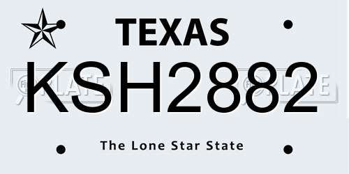 KSH2882 Texas License Plate