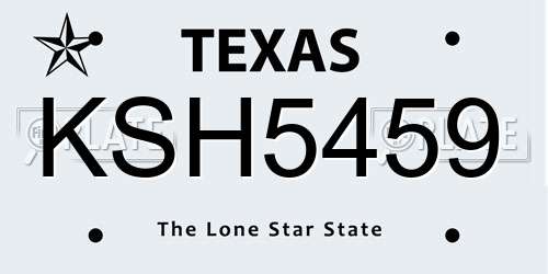 KSH5459 Texas License Plate