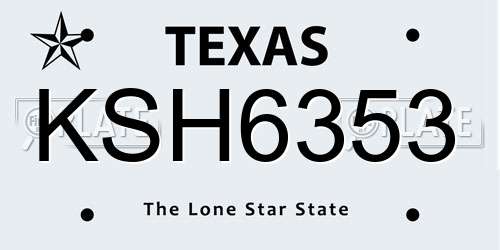 KSH6353 Texas License Plate