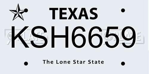 KSH6659 Texas License Plate