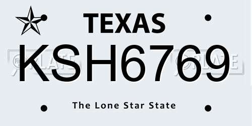 KSH6769 Texas License Plate