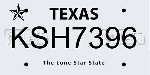 KSH7396 Texas License Plate