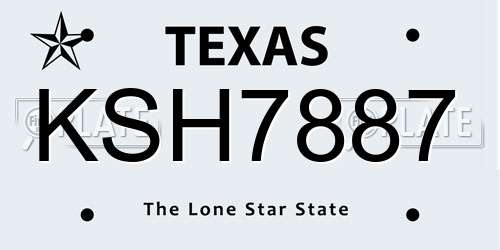 KSH7887 Texas License Plate