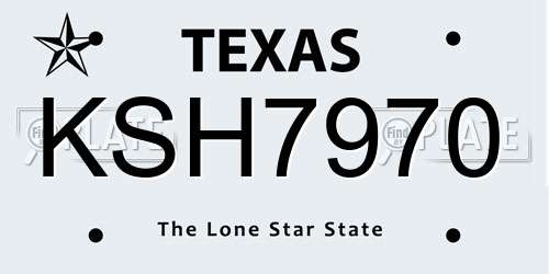 KSH7970 Texas License Plate