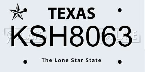 KSH8063 Texas License Plate