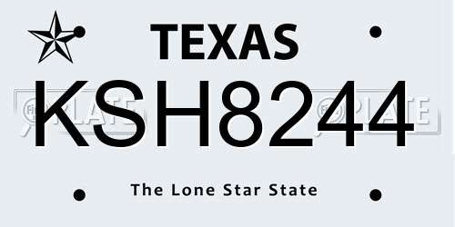 KSH8244 Texas License Plate