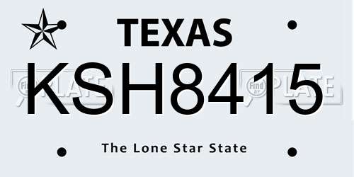 KSH8415 Texas License Plate
