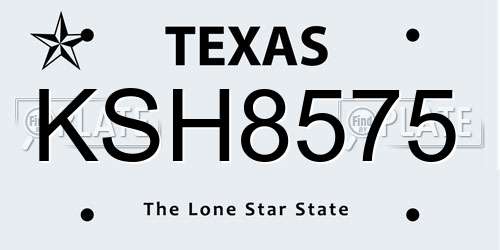 KSH8575 Texas License Plate