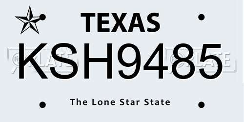 KSH9485 Texas License Plate