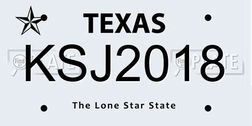 KSJ2018 Texas License Plate