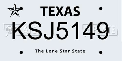 KSJ5149 Texas License Plate