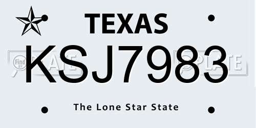KSJ7983 Texas License Plate