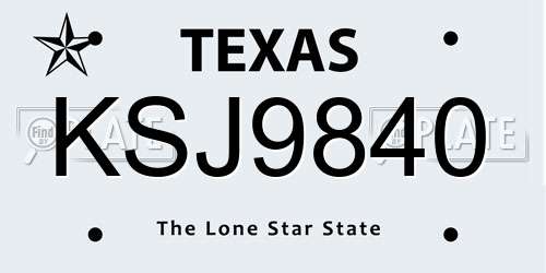KSJ9840 Texas License Plate
