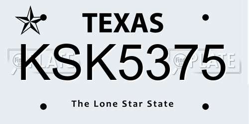 KSK5375 Texas License Plate