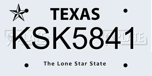 KSK5841 Texas License Plate