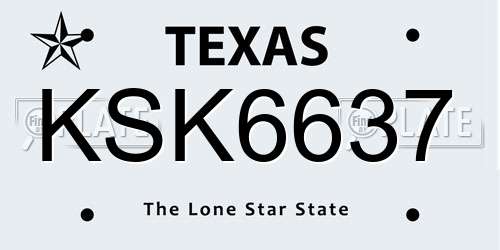 KSK6637 Texas License Plate