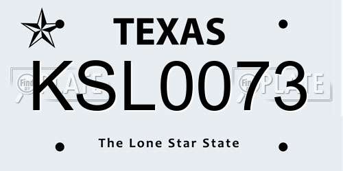KSL0073 Texas License Plate