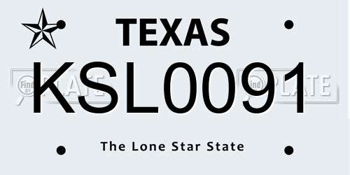 KSL0091 Texas License Plate