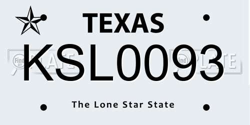 KSL0093 Texas License Plate