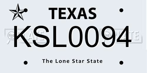 KSL0094 Texas License Plate