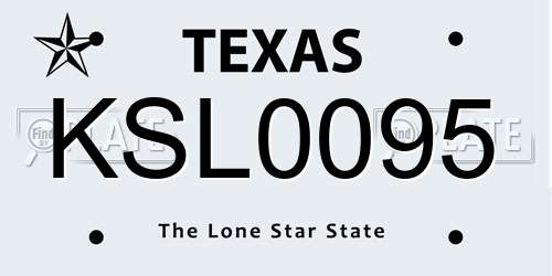 KSL0095 Texas License Plate