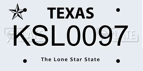 KSL0097 Texas License Plate