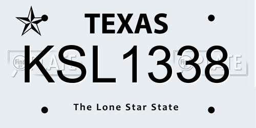KSL1338 Texas License Plate