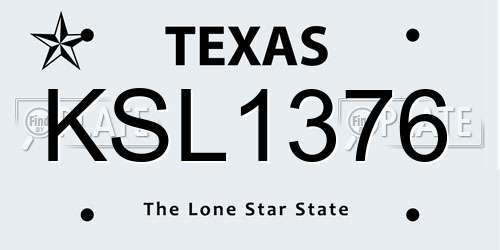 KSL1376 Texas License Plate