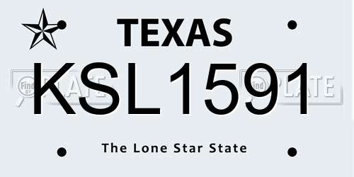 KSL1591 Texas License Plate