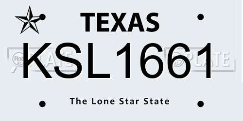 KSL1661 Texas License Plate