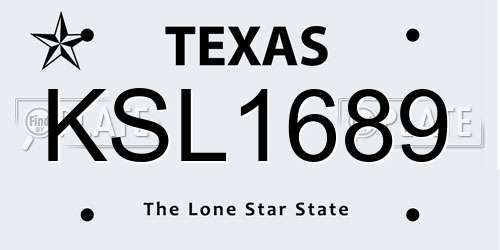 KSL1689 Texas License Plate