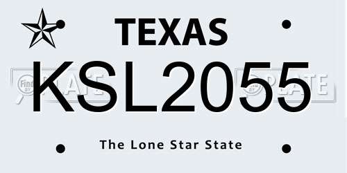KSL2055 Texas License Plate