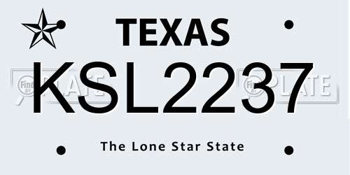 KSL2237 Texas License Plate